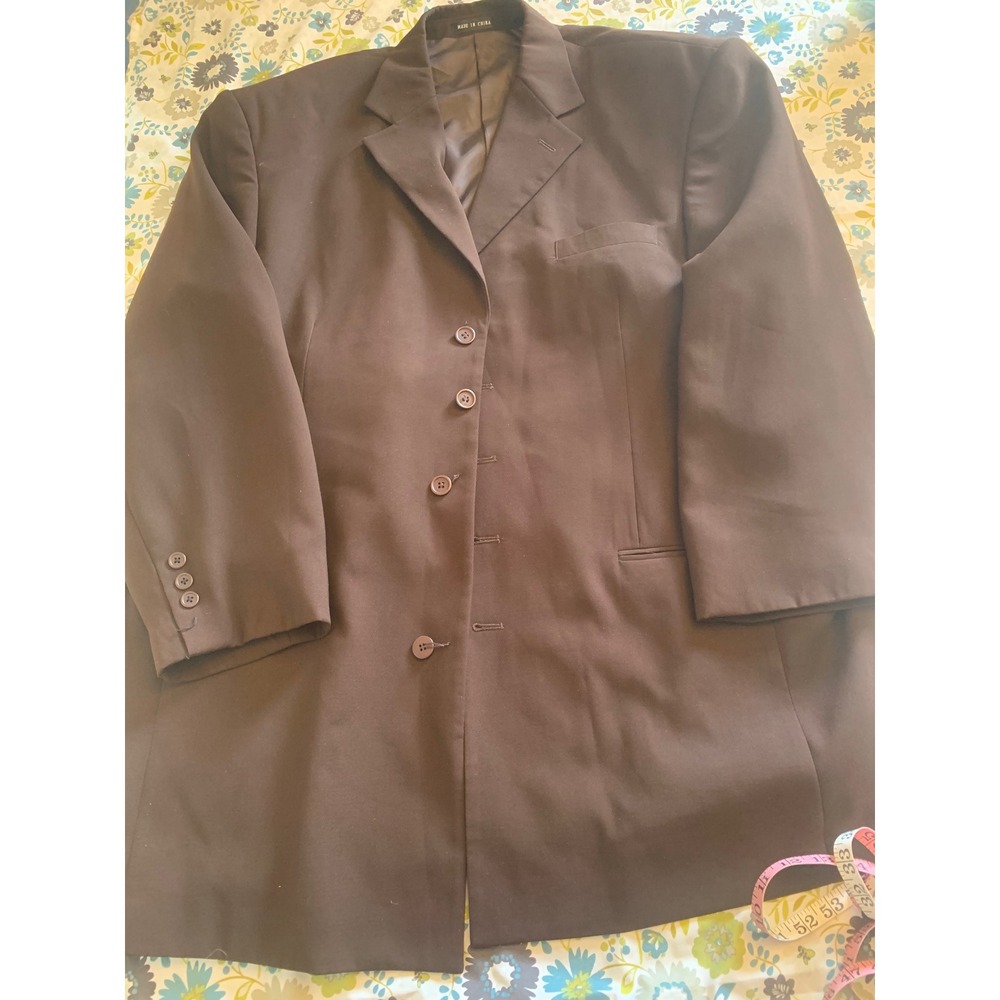 ML STUDIO Men 50R Brown Polyester Blazer Suit‎ Jacket 5 Button Classic